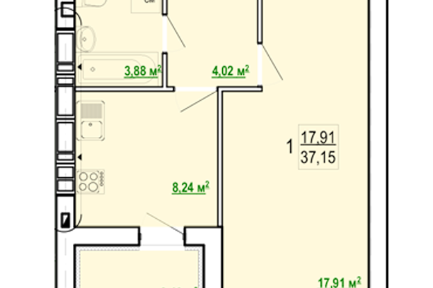 Продажа квартиры Харьков, Киевская, Гидропарк, 37.15м²