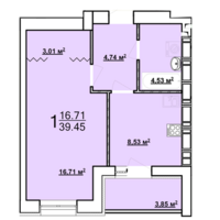 Продаж квартири Харків, ХТЗ, Рогань, 39.46м²