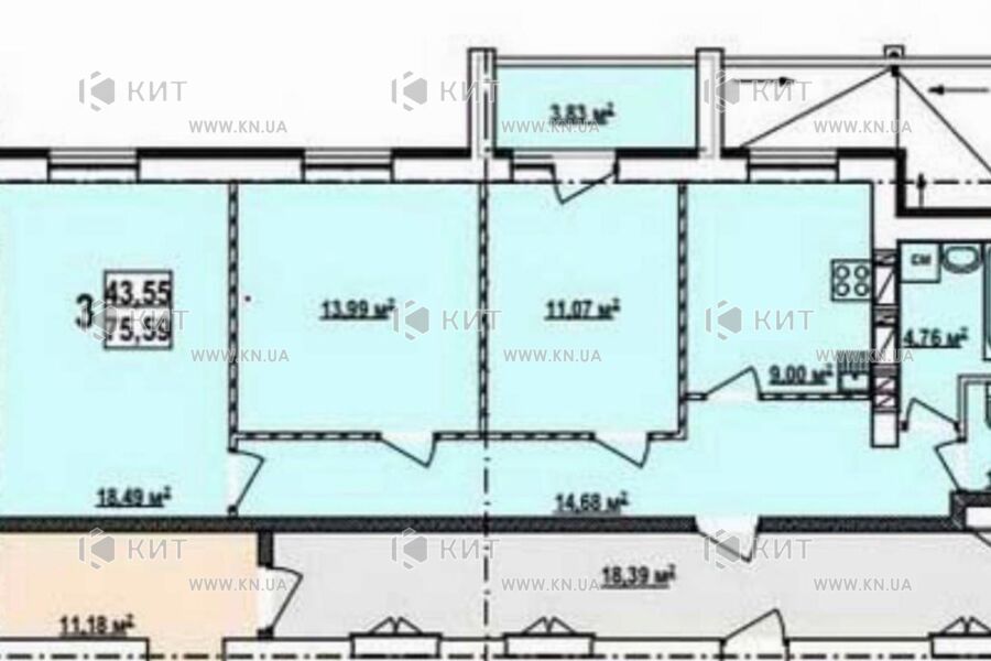 Продаж квартири Харків, ХТЗ, Рогань, 76м²