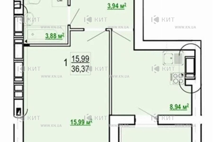 Продаж квартири Харків, Гідропарк, 36.5м²
