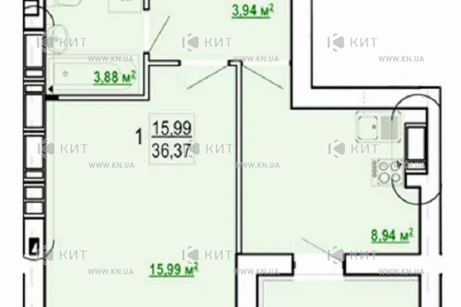 Продаж квартири Харків, Київська, Гідропарк, 36.4м²