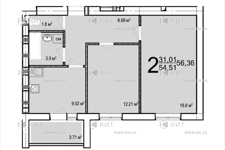 Продажа квартиры Харьков, Салтовка(Бараб.,Украина), 56м²