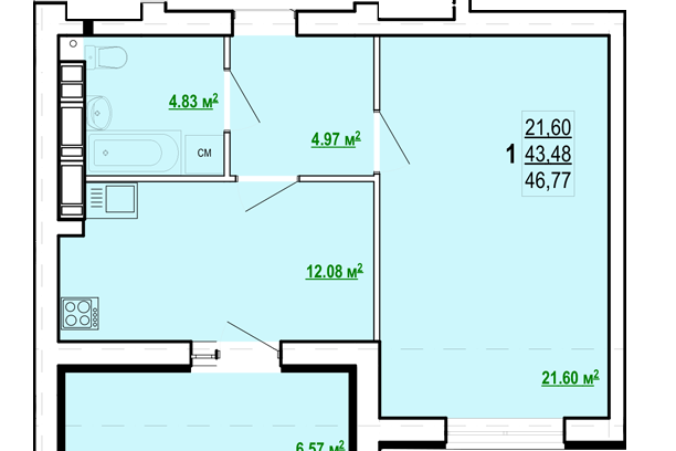 Продаж квартири Харків, Олексіївка, 47м²