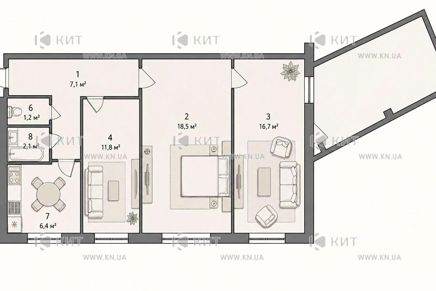 Продажа квартиры Харьков, Алексеевка, 72м²