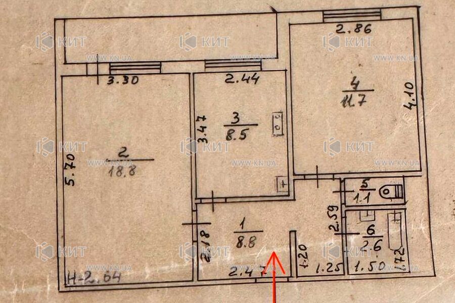 Продажа квартиры Харьков, Северная Салтовка 1, 55м²