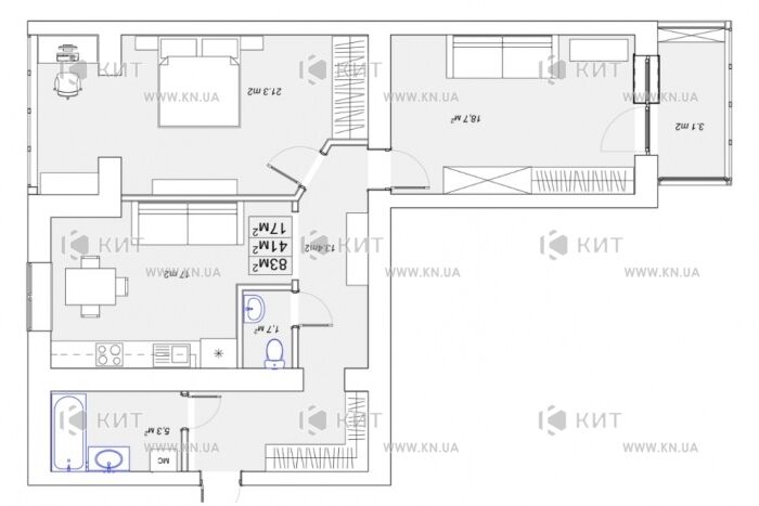 Продажа квартиры Харьков, Алексеевка, 83м²