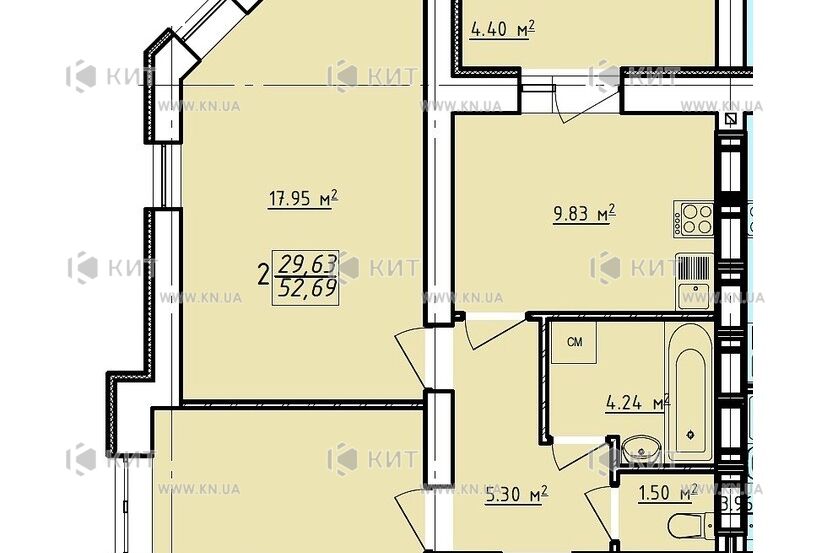 Продаж квартири Харків, Спорт.Гагар.Повст., 53м²