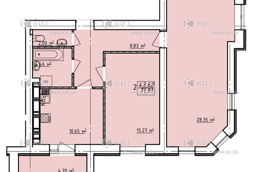 Продаж квартири Харків, Спорт.Гагар.Повст., 71.24м²